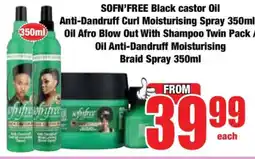 Boxer SOFN'FREE Black Castor Oil Anti-Dandruff Curl Moisturising Spray 350ml offer