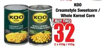 Boxer KOO Creamstyle Sweetcorn / Whole Kernel Corn offer