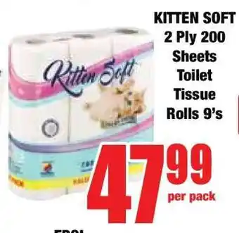 Boxer KITTEN SOFT 2 Ply 200 Sheets Toilet Tissue Rolls 9's offer