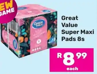 Game Great Value Super Maxi Pads offer