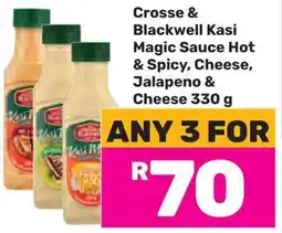 Game Crosse & Blackwell Kasi Magic Sauce Hot & Spicy, Cheese, Jalapeno & Cheese offer