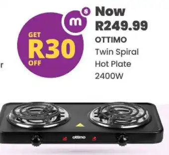 Shoprite OTTIMO Twin Spiral Hot Plate 2400W offer