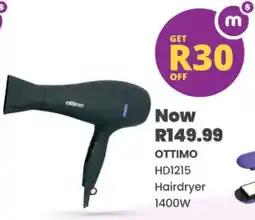 Shoprite OTTIMO HD1215 Hairdryer 1400W offer