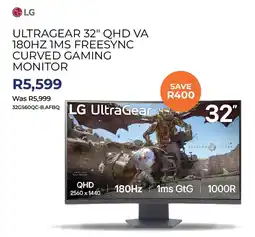 Kloppers LG UltraGear 32" QHD VA 180HZ 1MS Freesync Curved Gaming Monitor offer