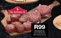 Checkers Hyper The Ostrich Co. Ostrich Meatballs/ Wors/ Patties offer