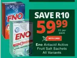 Checkers Hyper Eno Antacid Active Fruit Salt Sachets All Variants offer