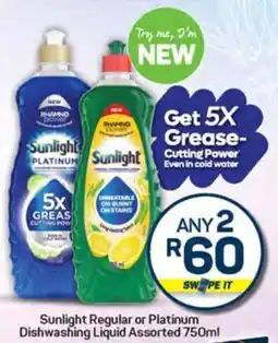 Pick n Pay Sunlight Regular or Platinum Dishwashing Liquid Assorted offer