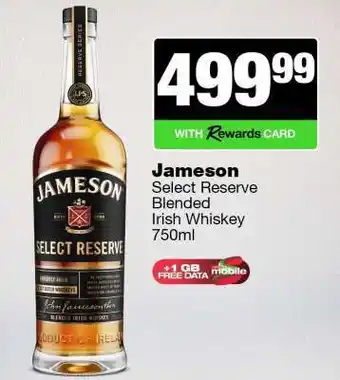 Spar Tops Jameson Select Reserve Blended Irish Whiskey 750ml offer