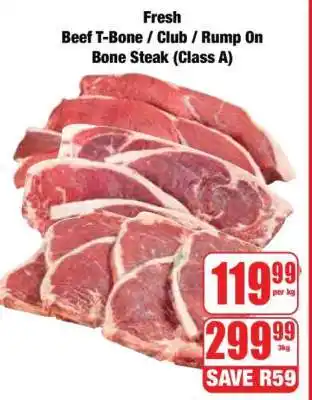 Boxer Fresh Beef T-Bone / Club / Rump On Bone Steak (Class A) offer