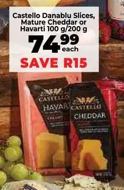 Food Lover's Market Castello Danablu Slices, Mature Cheddar or Havarti 100 g/200 g offer