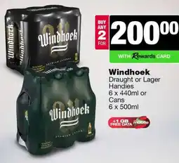 Spar Tops Windhoek Draught or Lager Handies offer