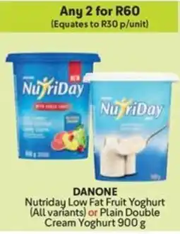 Makro DANONE Nutriday Low Fat Fruit Yoghurt or Plain Double Cream Yoghurt offer