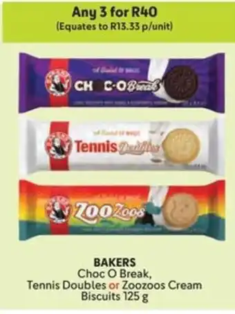 Makro BAKERS Choc O Break, Tennis Doubles or Zoozoos Cream Biscuits offer