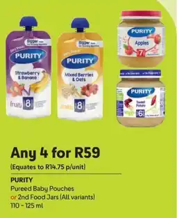 Makro PURITY Pureed Baby Pouches or 2nd Food Jars offer