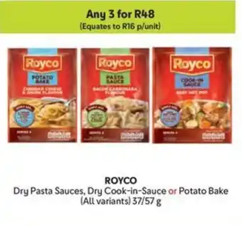 Makro ROYCO Dry Pasta Sauces, Dry Cook-in-Sauce or Potato Bake offer