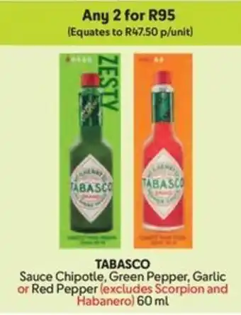 Makro TABASCO Sauce Chipotle, Green Pepper, Garlic or Red Pepper offer