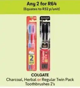 Makro COLGATE Charcoal, Herbal or Regular Twin Pack Toothbrushes offer