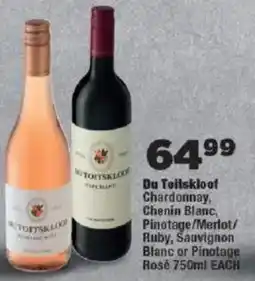 OK Foods Du Toitskloof Chardonnay, Chenin Blanc, Pinotage/ Merlot/ Ruby, Sauvignon Blanc or Pinotage Rose offer