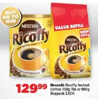 Nescafé Ricoffy Instant Coffee Tin or Doypack