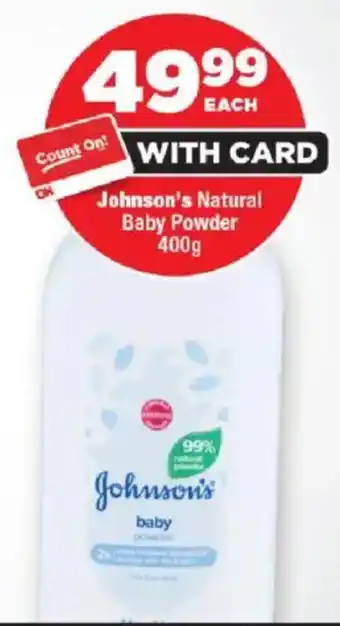 OK Foods Johnson's Natural Baby Powder offer