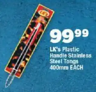 OK Foods LK's Plastic Handle Stainless Steel Tongs offer