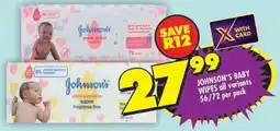 Shoprite Johnson's baby wipes all variants offer