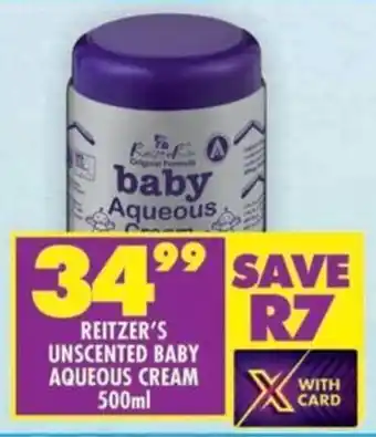 Shoprite Reitzer's unscented baby aqueous cream offer
