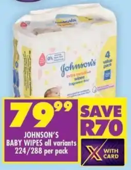 Shoprite Johnson's baby wipes all variants offer