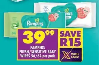Shoprite Pampers fresh/ sensitive baby wipes offer