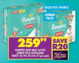 Shoprite Pampers new baby active jumbo pack disposable pants offer