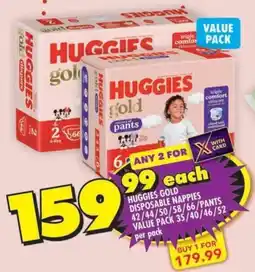 Shoprite Huggies gold disposable nappies/ pants value pack offer