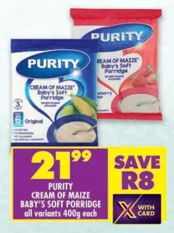 Shoprite Purity cream of maize baby's soft porridge offer