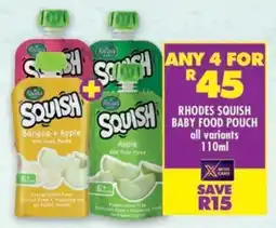 Shoprite Rhodes squish baby food pouch all variants offer