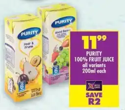 Shoprite Purity 100% fruit juice offer
