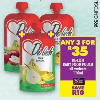 Shoprite De-lish baby food pouch offer