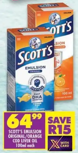 Shoprite Scott's emulsion original/ orange cod liver oil offer