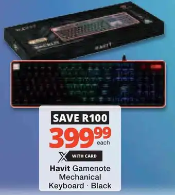 Checkers Hyper Havit Gamenote Mechanical Keyboard offer