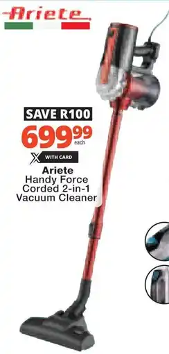 Checkers Hyper Ariete Handy Force Corded 2-in-1 Vacuum Cleaner offer