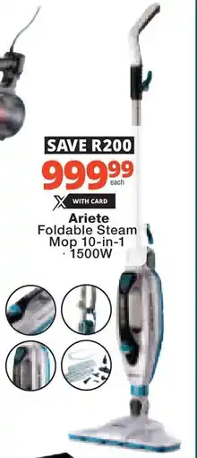Checkers Hyper Ariete Foldable Steam Mop 10-in-1 offer