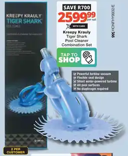 Checkers Hyper Kreepy Krauly Tiger Shark Pool Cleaner Combination Set offer