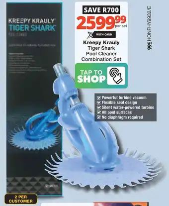 Checkers Hyper Kreepy Krauly Tiger Shark Pool Cleaner Combination Set offer