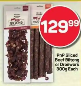 Pick n Pay PnP Sliced Beef Biltong or Droëwors offer