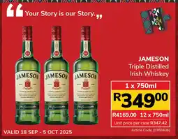 Jumbo JAMESON Triple Distilled Irish Whiskey offer