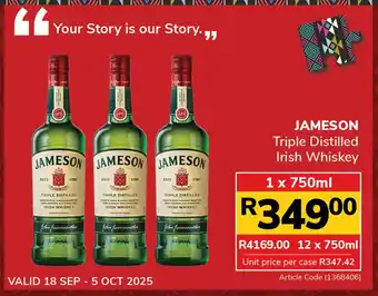 Jumbo JAMESON Triple Distilled Irish Whiskey offer