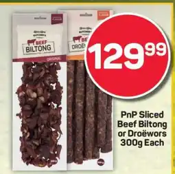 Pick n Pay PnP Sliced Beef Biltong or Droëwors 300g Each offer