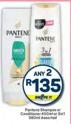 Pick n Pay Pantene Shampoo or Conditioner 400ml or 3in1 360ml Assorted offer