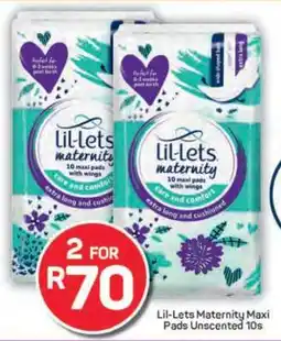 Pick n Pay Lil-Lets Maternity Maxi Pads Unscented 10s offer
