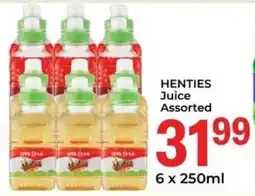 Elite Cash & Carry HENTIES Juice Assorted offer