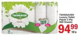Elite Cash & Carry TWINSAVER Luxury Toilet Paper 2 Ply 350 Sheets offer