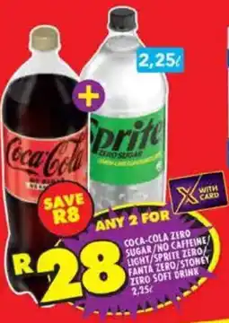 Shoprite Coca-cola zero sugar/ no caffeine/ light/ sprite zero/ fanta zero/ stoney zero soft drink offer